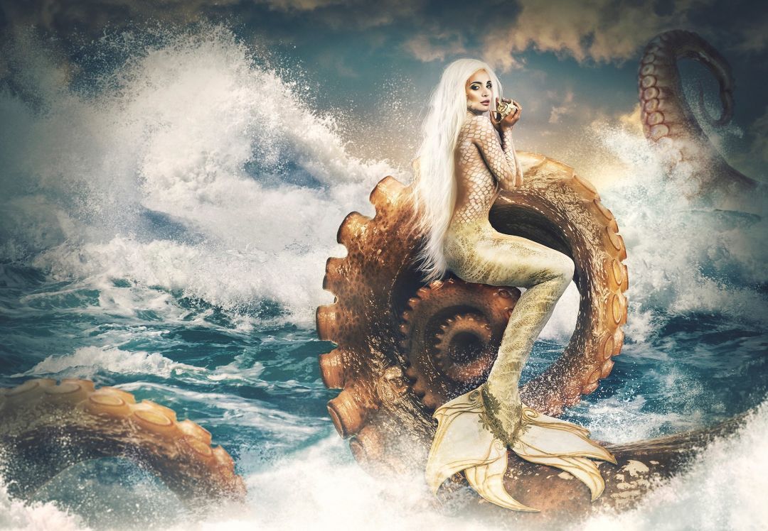 Mermaid Wallpaper For Computer - Fantasy Mermaid White Hair , HD Wallpaper & Backgrounds