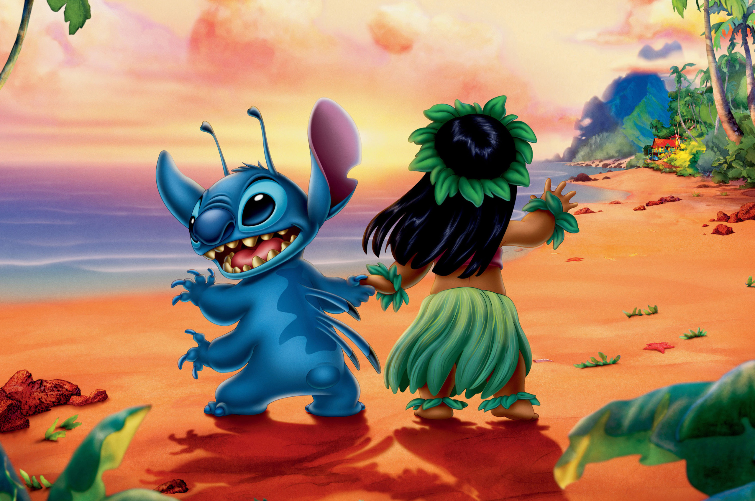 Lilo And Stitch On The Beach , HD Wallpaper & Backgrounds
