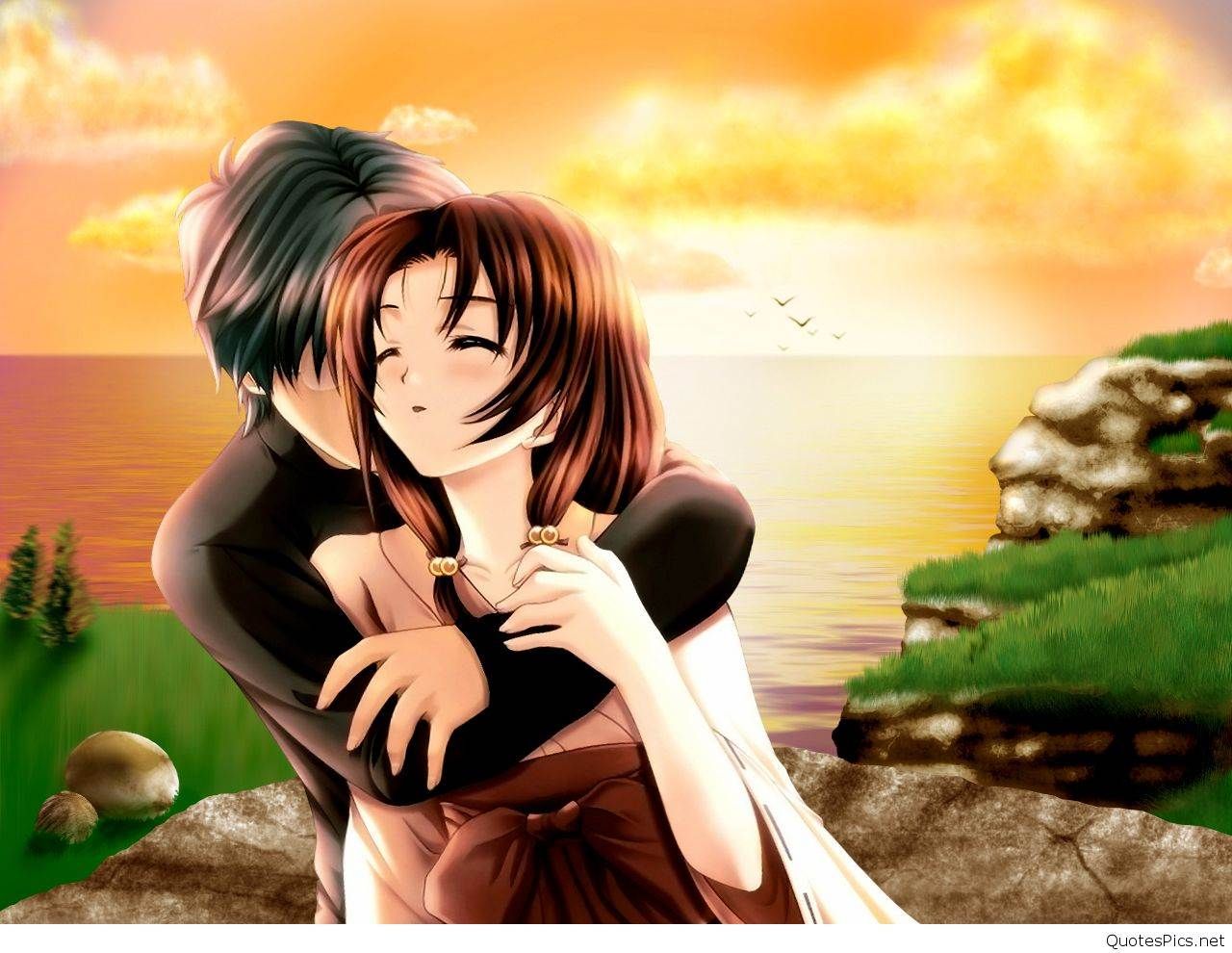 Romantic Couple Pic Cartoon , HD Wallpaper & Backgrounds