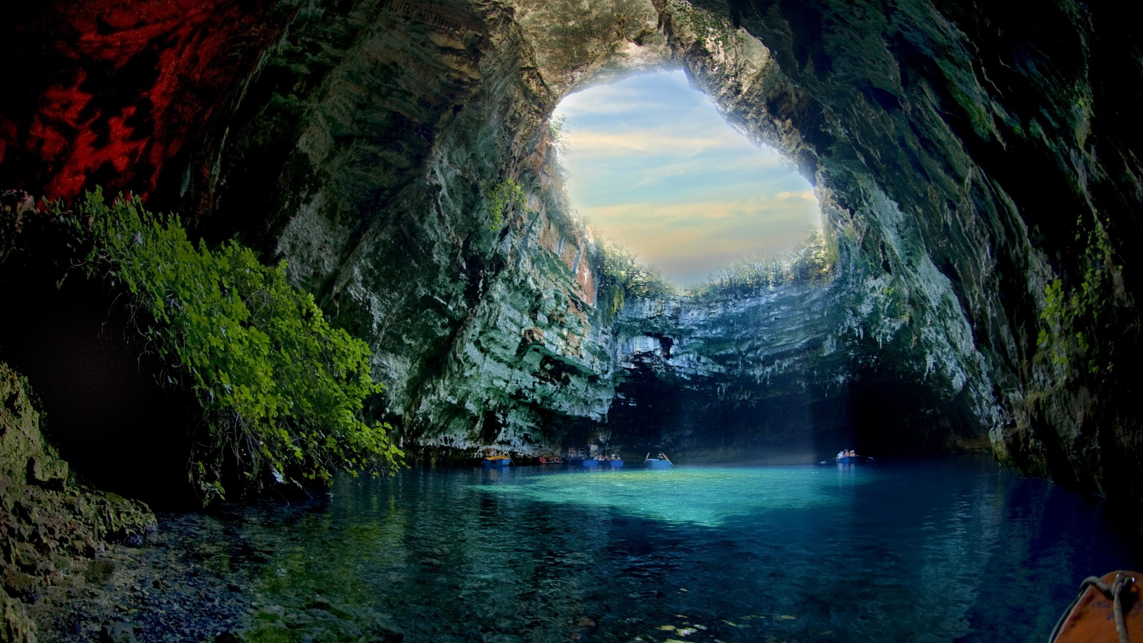 3840x2160, Lake Melissani Cave Wallpaper - Cave Background Hd , HD Wallpaper & Backgrounds