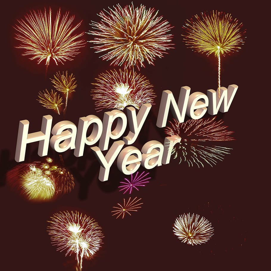 Happy New Year Text With Fireworks, Font, Lettering, - Happy New Year 2019 Dp , HD Wallpaper & Backgrounds