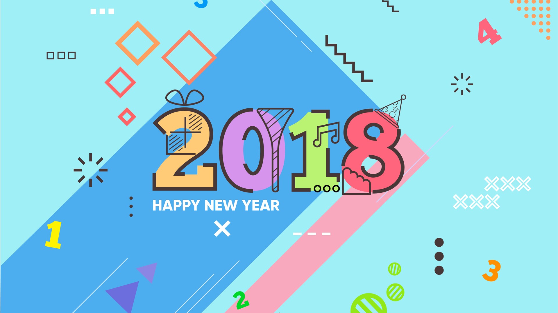 New Year 2018 Wallpaper With Math Theme - Happy New Year 2018 Math , HD Wallpaper & Backgrounds