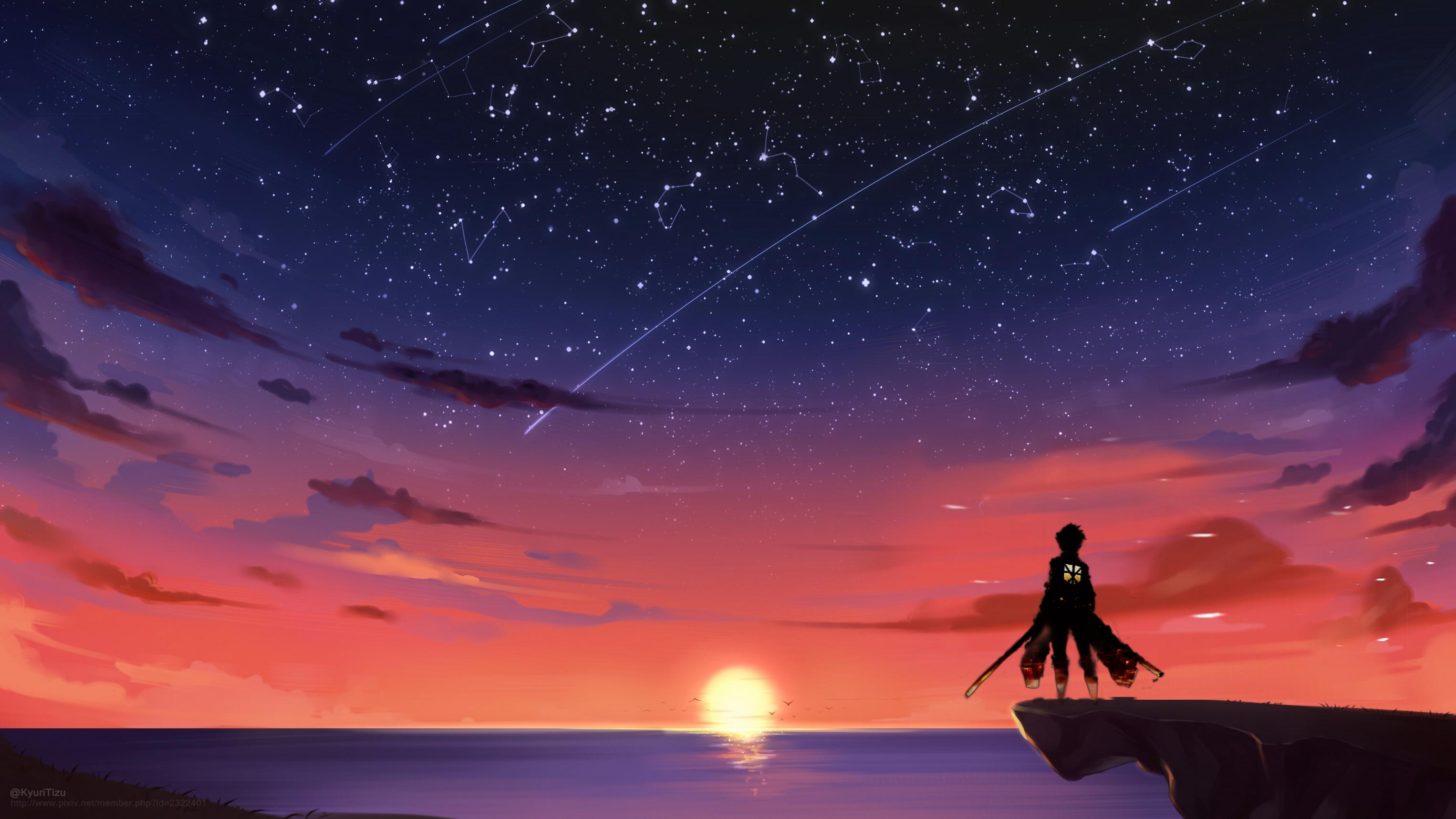 Anime Sunset Wallpaper 4k , HD Wallpaper & Backgrounds