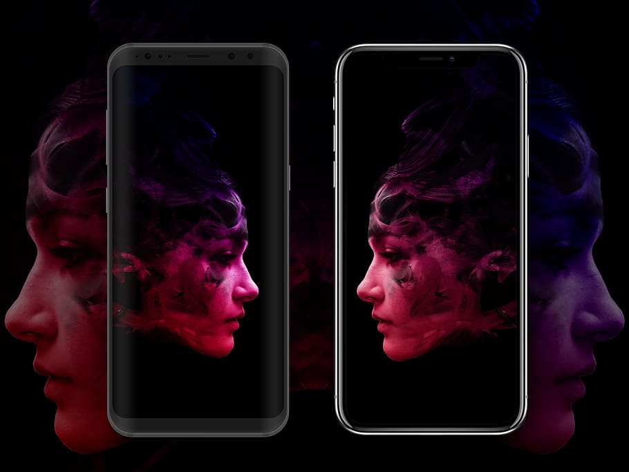 Two Midnight Black Samsung Galaxy S9, Iphone X, Samsung - Video Wallpaper For S10 , HD Wallpaper & Backgrounds