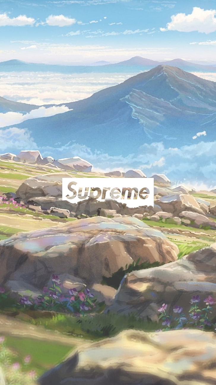 Supreme Logo, Kimi No Na Wa, Mountain, Text, Cloud - Scenery Kimi No Na Wa , HD Wallpaper & Backgrounds
