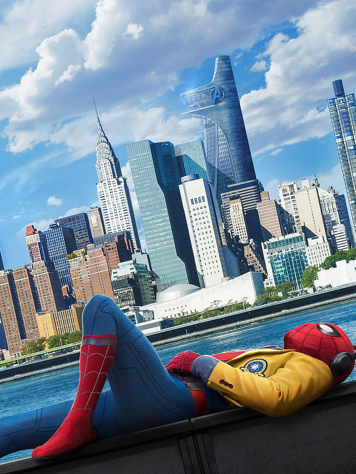 Spider-man Homecoming , Peter Parker, Movies, Headphones, - Avengers Homecoming Spiderman New Tower , HD Wallpaper & Backgrounds