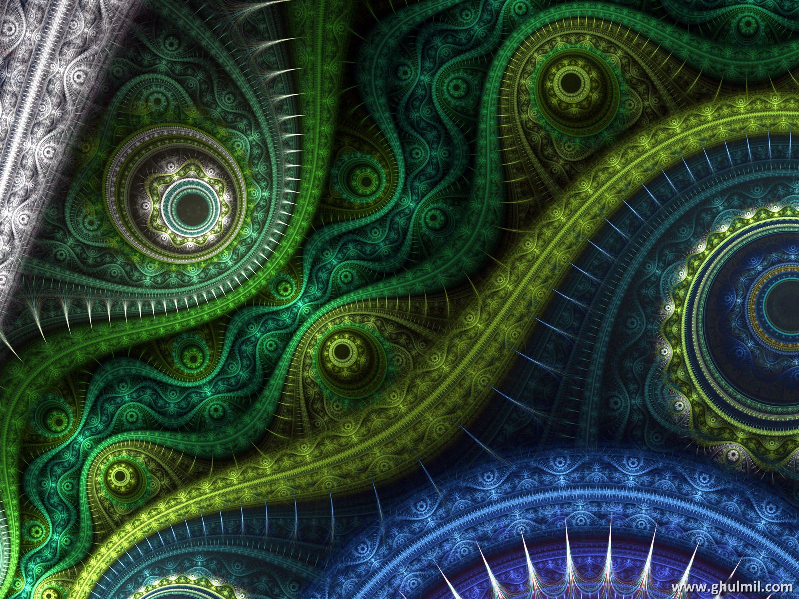 High Quality Wallpaper - Blue And Green Fractals , HD Wallpaper & Backgrounds