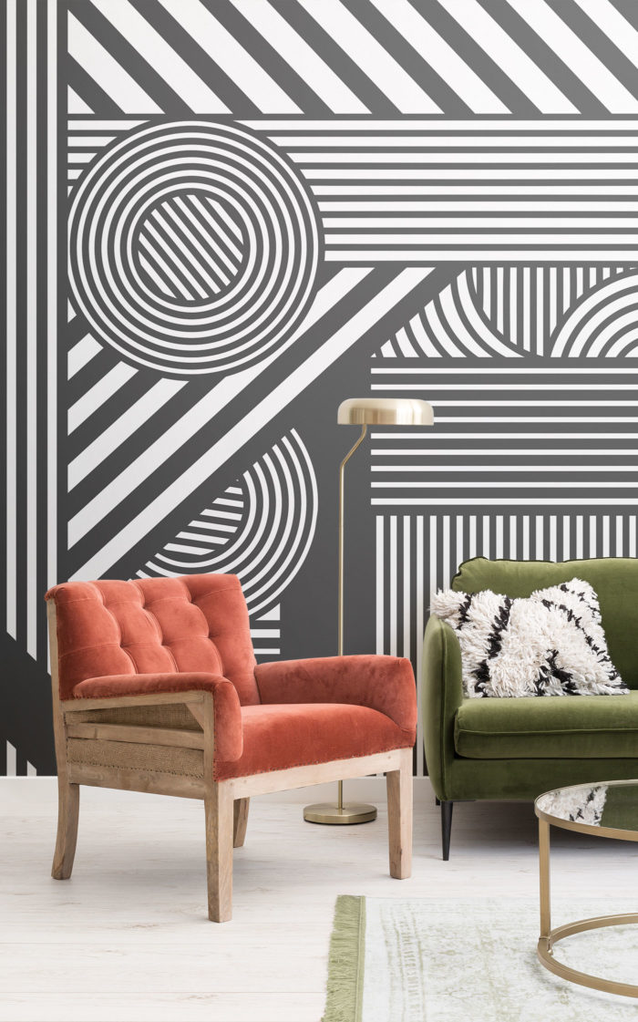 Bold Design Wallpaper - Black And White Geometric Mural , HD Wallpaper & Backgrounds