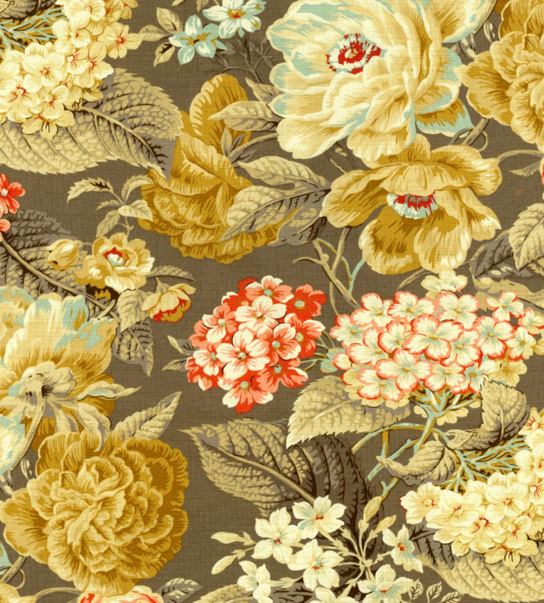 Home Decor Print Fabric Waverly Floral Flourish Clay - Waverly Floral Flourish Clay Fabric , HD Wallpaper & Backgrounds