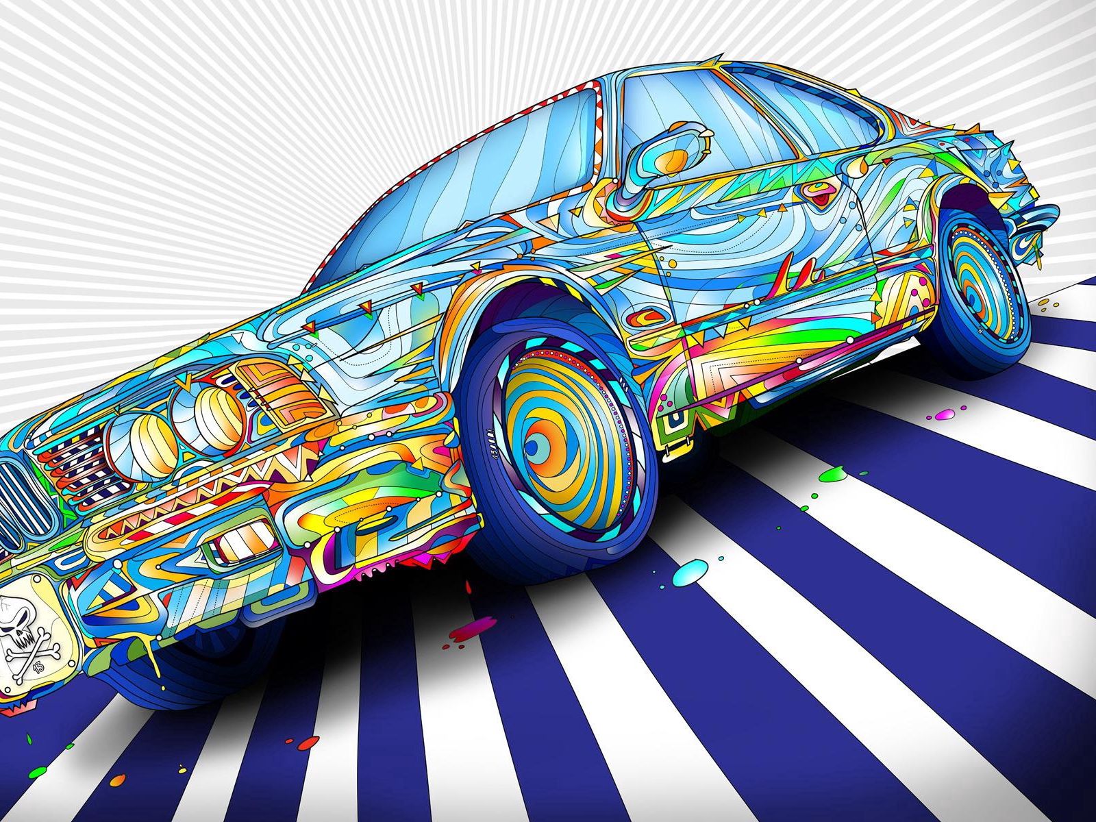 Wallpaper Car, Colorful, Graphic - Psychedelic Car Art , HD Wallpaper & Backgrounds