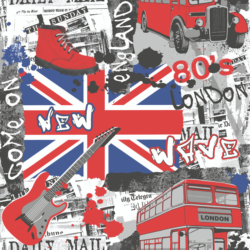 Muriva Come On England Union Jack Wallpaper At Gowallpaper - London Wallpaper Black And White Red , HD Wallpaper & Backgrounds