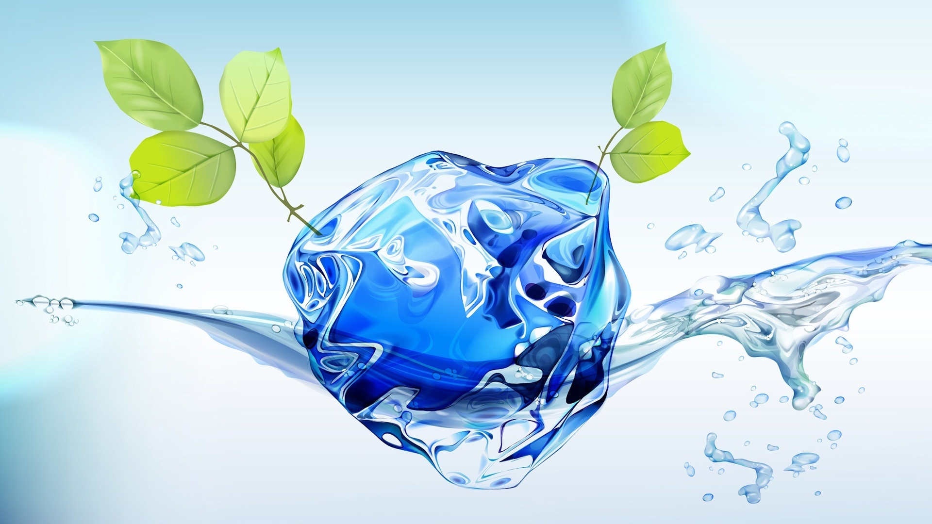 Wallpaper 3d Water With Green Leaves - Water Purified , HD Wallpaper & Backgrounds