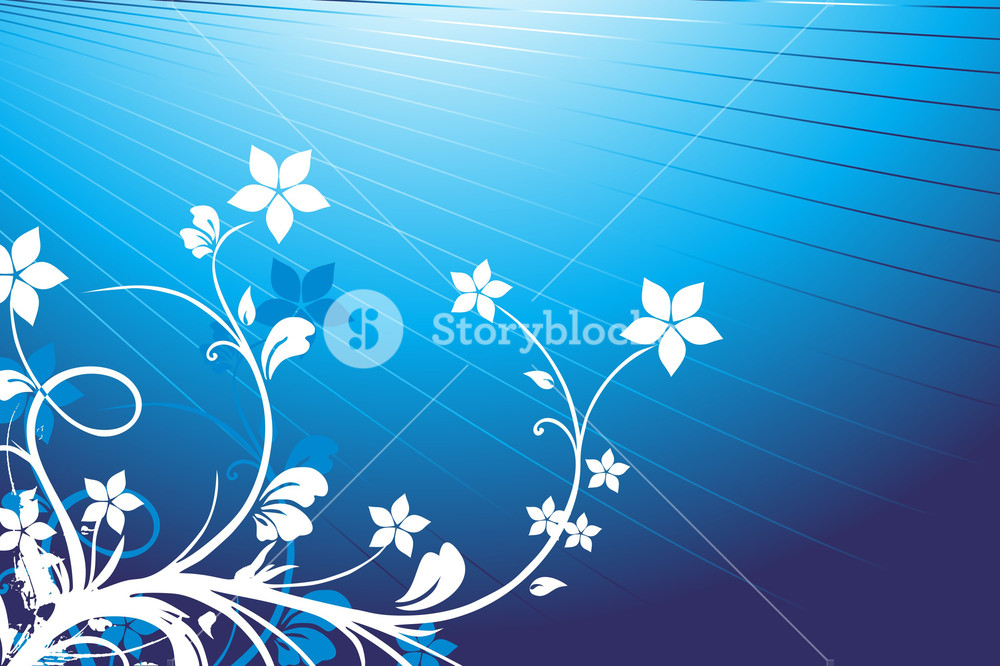 Floral Background Blue Vector Wallpaper - Blue Floral Background Vector Design , HD Wallpaper & Backgrounds
