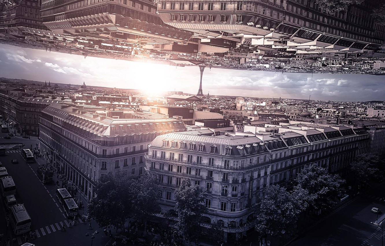 Photo Wallpaper Paris, Inception, Based On The Movie - Inception Upside Down Scene , HD Wallpaper & Backgrounds