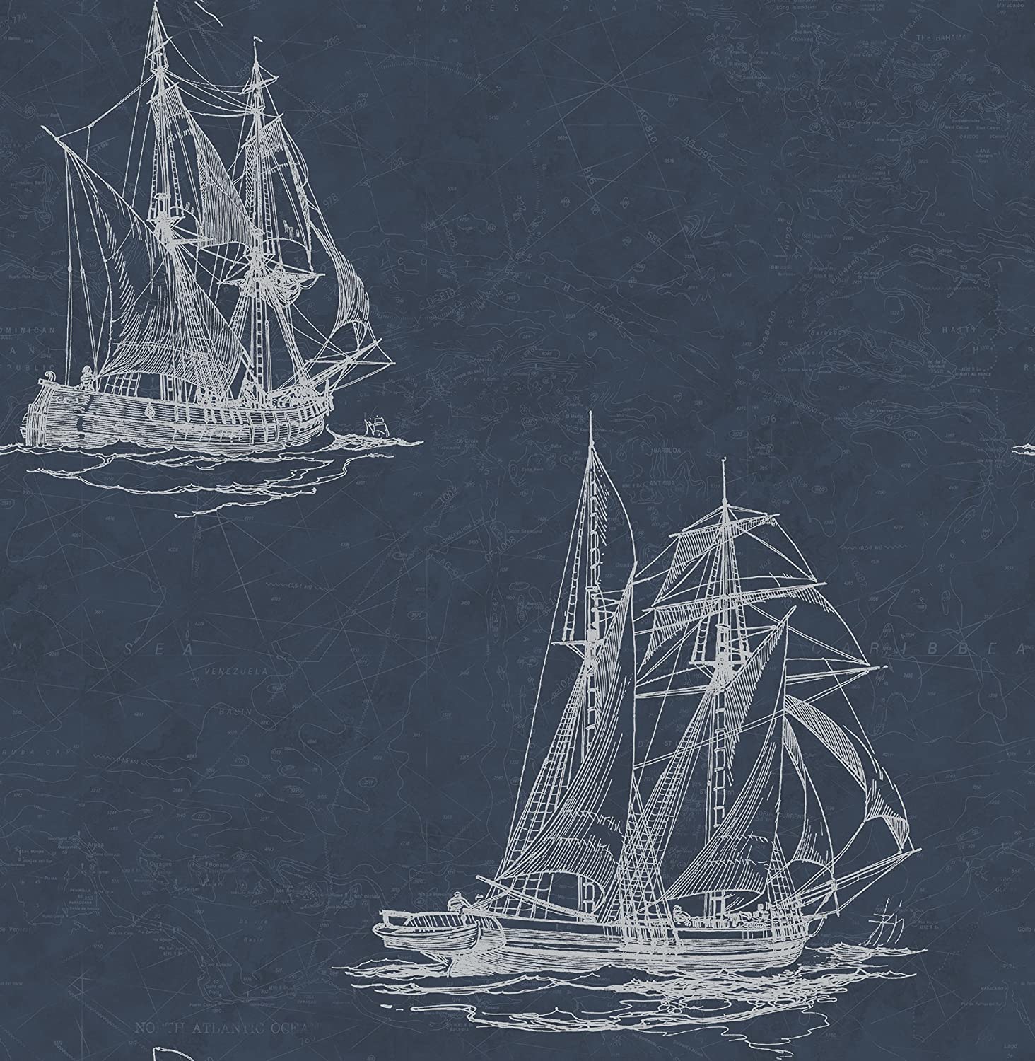 Chesapeake 3114-003338 Navy Hudson Bay Nautical Wallpaper - Navy Nautical , HD Wallpaper & Backgrounds
