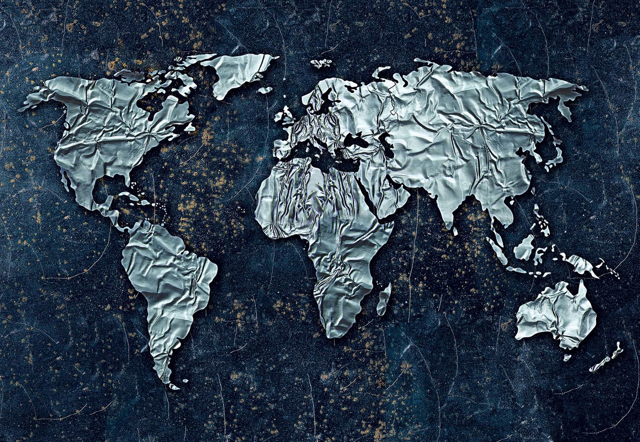 Modern 3d World Map Wallpaper Mural - World Map Minimalist Hd , HD Wallpaper & Backgrounds