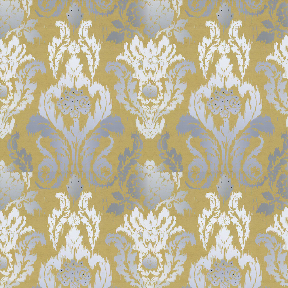 Kandola New Ikat Wallpaper Mustard / Grey / White - Designer Grey And Mustard , HD Wallpaper & Backgrounds