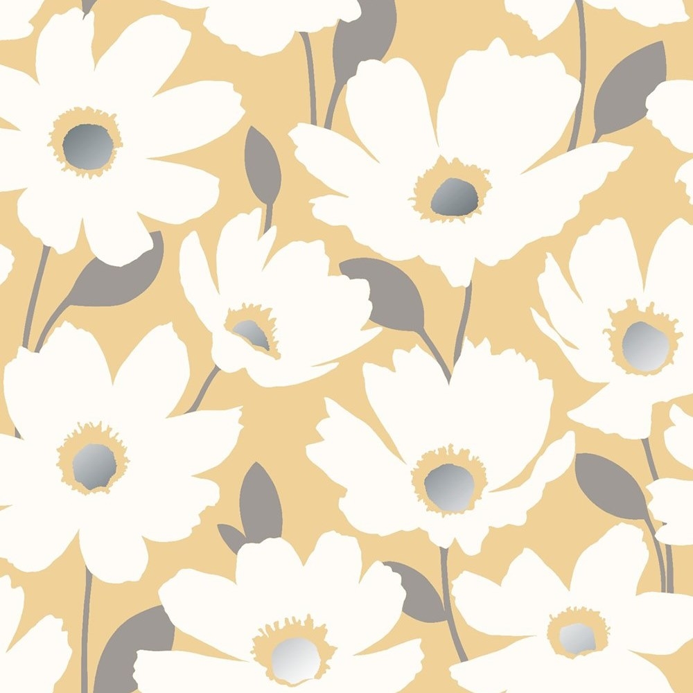 Fine Decor Mia Floral Mustard Wallpaper - Large Scale Flowers , HD Wallpaper & Backgrounds