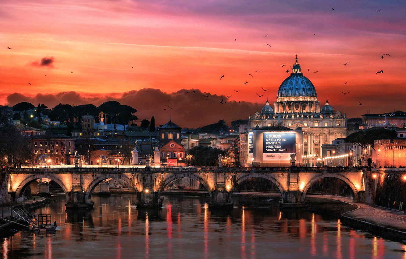 Photo Wallpaper Night, Rome, Italy - Saint Peter's Square , HD Wallpaper & Backgrounds