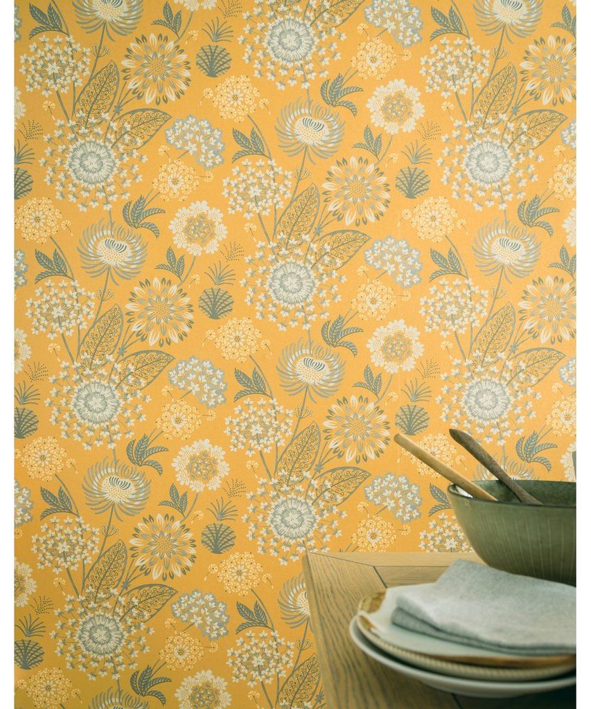 Arthouse Vintage Bloom Mustard - Yellow Classic Wallpaper Living Room Design , HD Wallpaper & Backgrounds