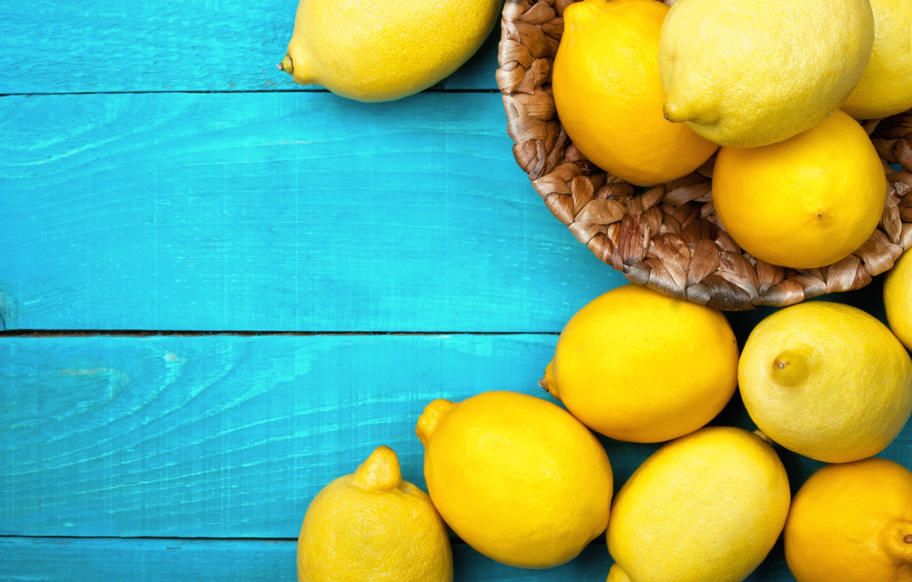Photo Wallpaper Yellow, Lemon, Blue Background, Citrus, - Lemon Wallpaper Hd , HD Wallpaper & Backgrounds