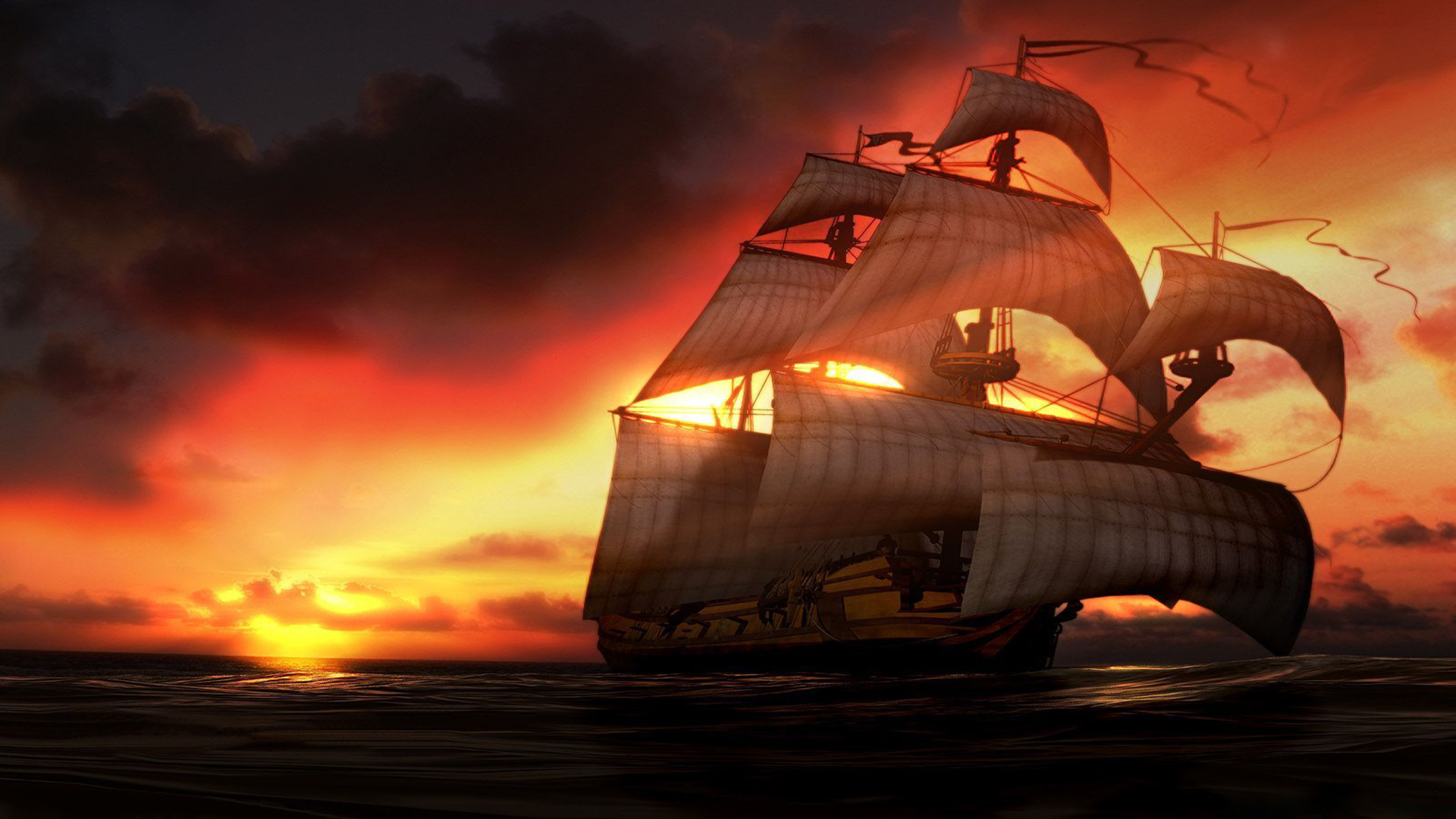 Background Red Pirate Ship , HD Wallpaper & Backgrounds