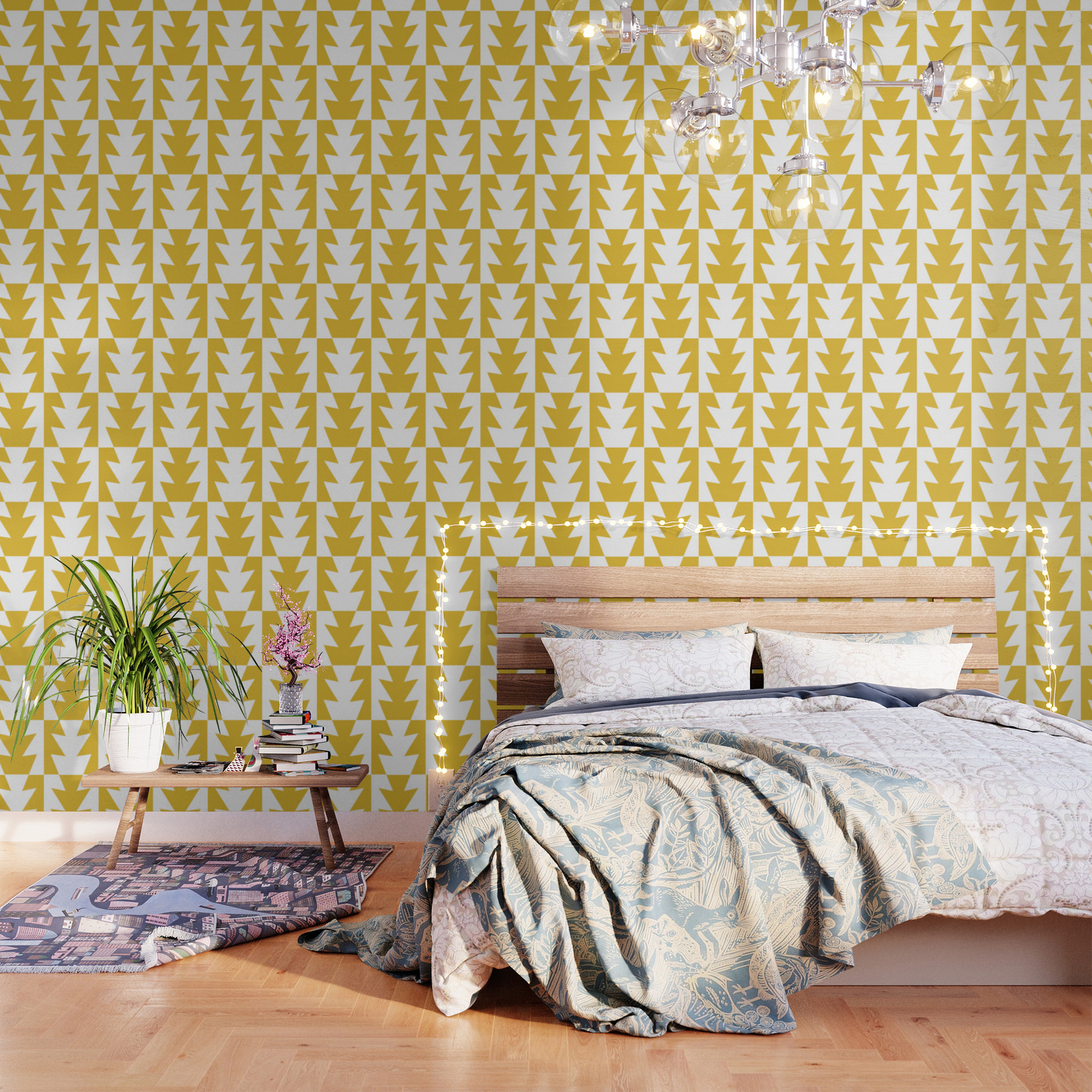 Art Deco Jagged Edge Pattern Mustard Yellow By Tonymagner - Rose Gold Glitter Wall Paint , HD Wallpaper & Backgrounds