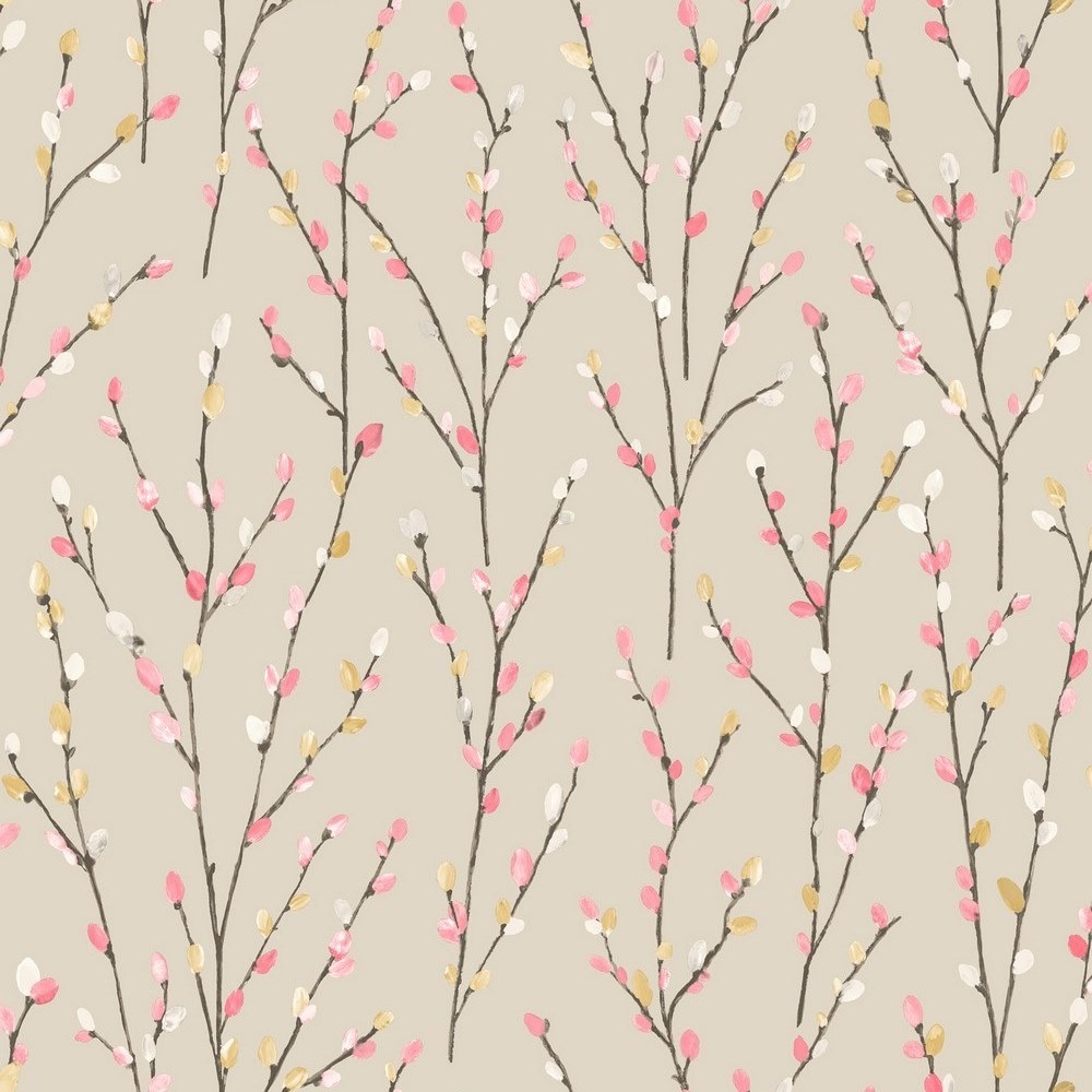 Holden Decor Willow Beige Coral Mustard Wallpaper - Duck Egg And Pink , HD Wallpaper & Backgrounds