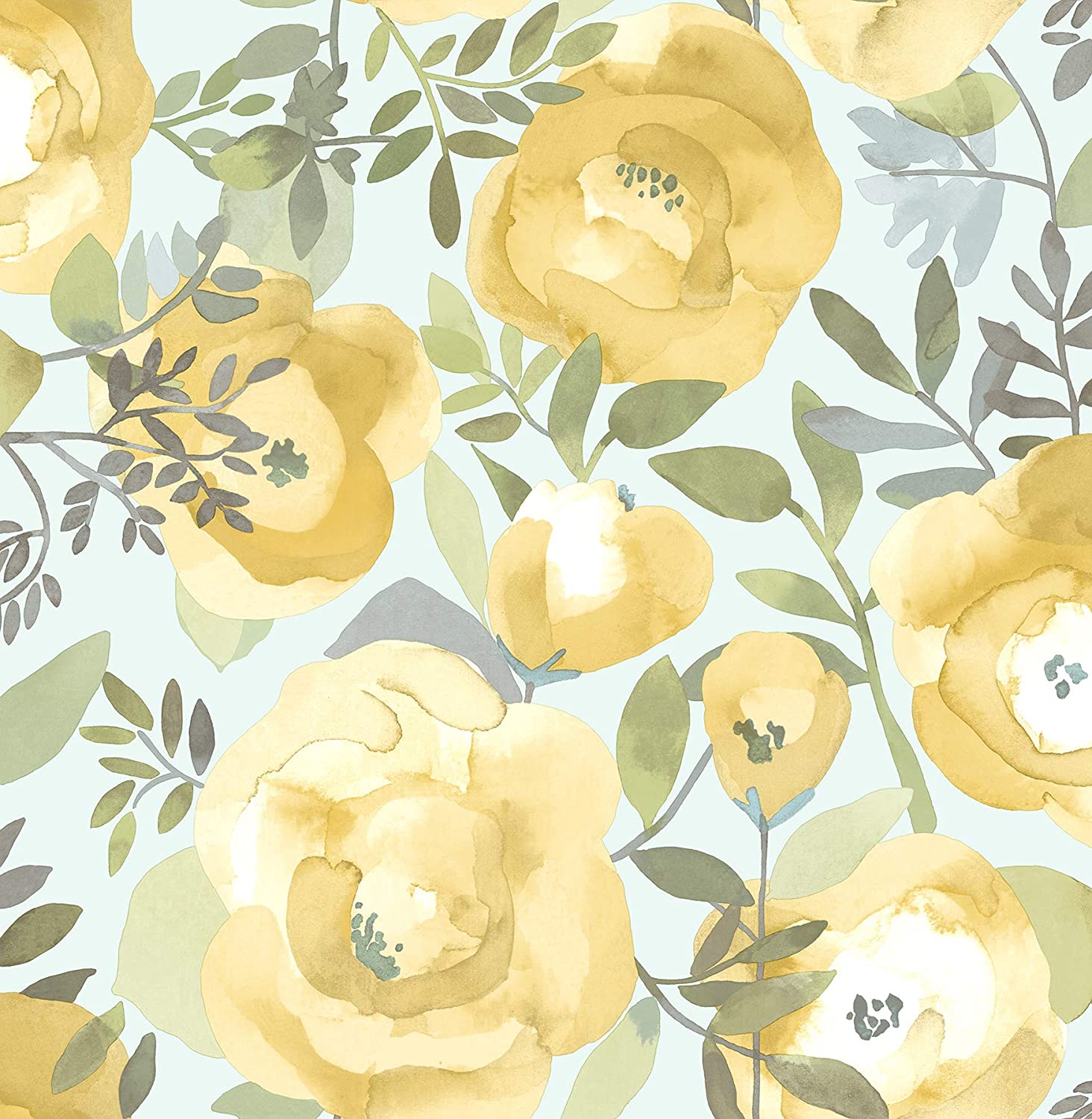 Nuwallpaper Nu3036 Peachy Keen Yellow Peel &amp - Floral Wallpaper Yellow , HD Wallpaper & Backgrounds