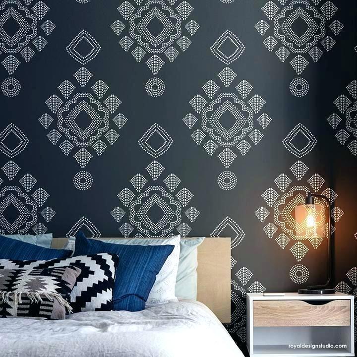 Wallpaper Designs For Bedroom Indian - Stencil Pattern Wall Design , HD Wallpaper & Backgrounds