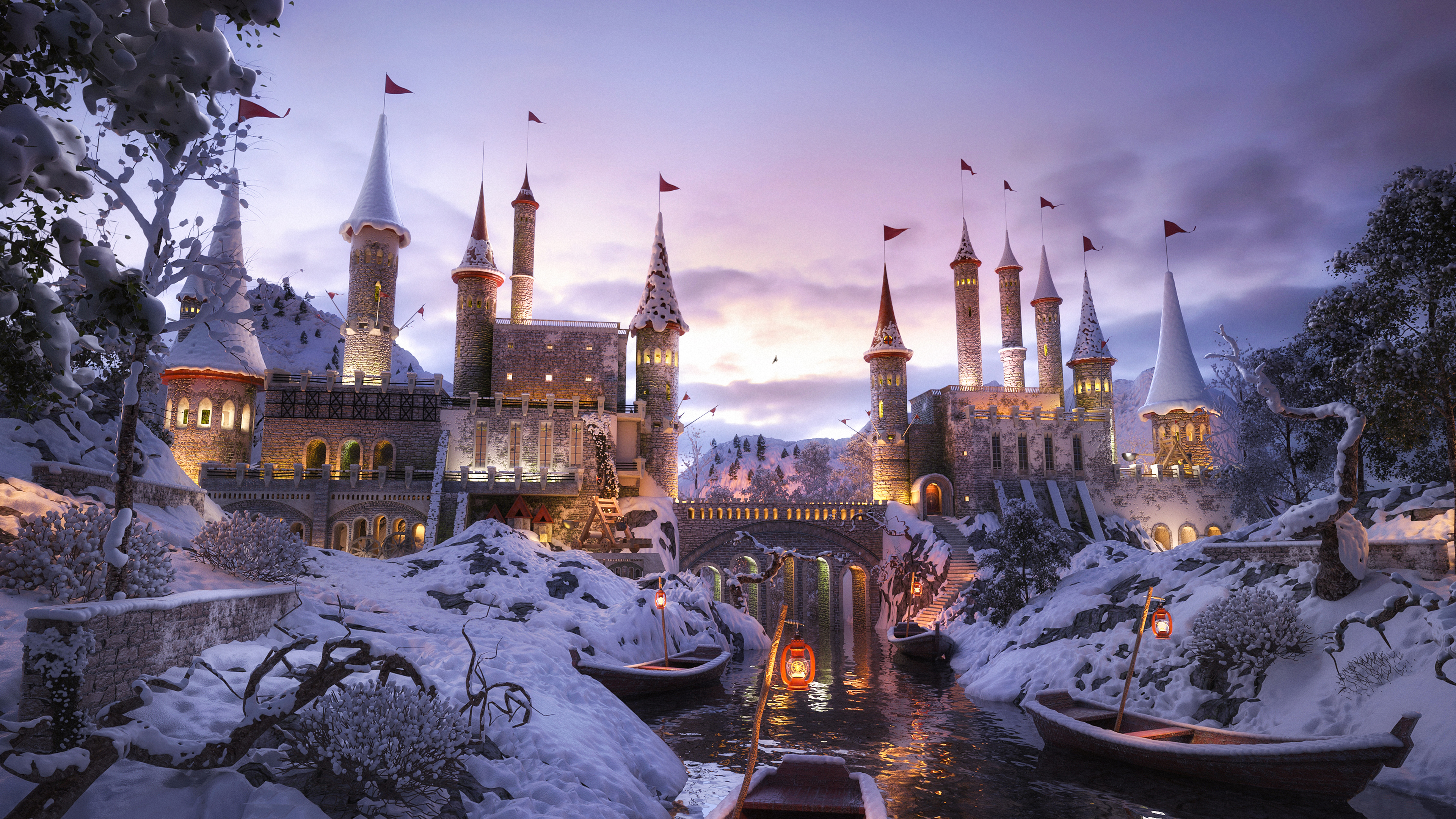 Castle In Snow , HD Wallpaper & Backgrounds