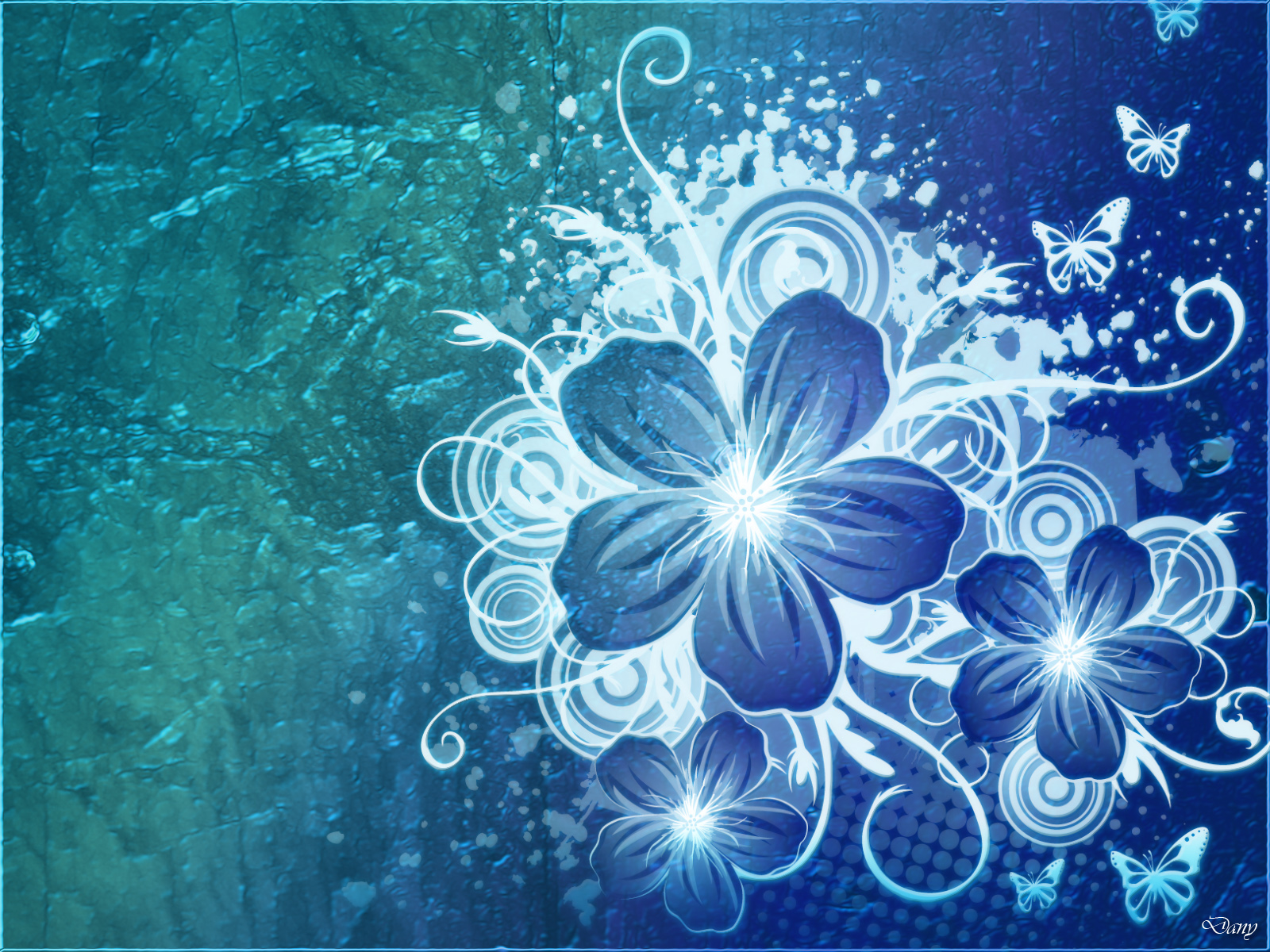 Blue Floral Wallpaper Hd , HD Wallpaper & Backgrounds