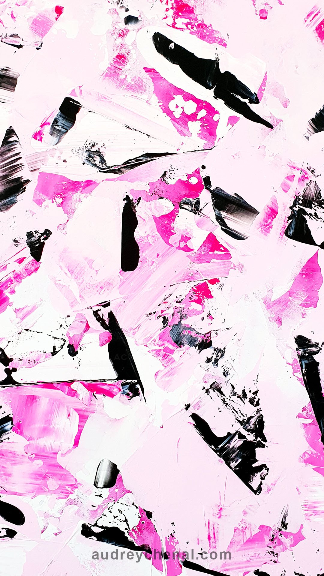 Pink Black Abstract Brushstrokes Cherry Blossom Acrylic , HD Wallpaper & Backgrounds
