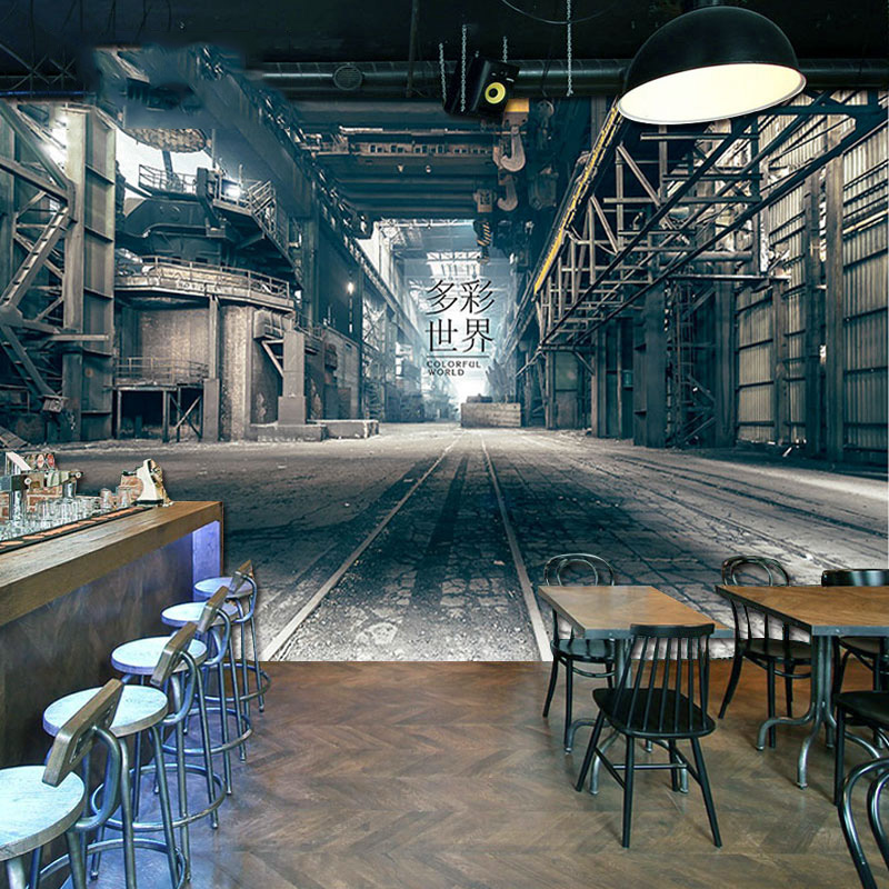 3d Personality Bar Cafe Restaurant Industrial Wind - Industrial Space Coffee Shop , HD Wallpaper & Backgrounds