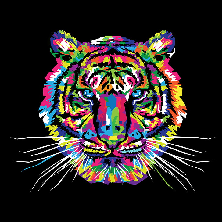 Tiger Pop Art Wallpaper, Multicolored, Ornament, Vector, - Tiger Art , HD Wallpaper & Backgrounds
