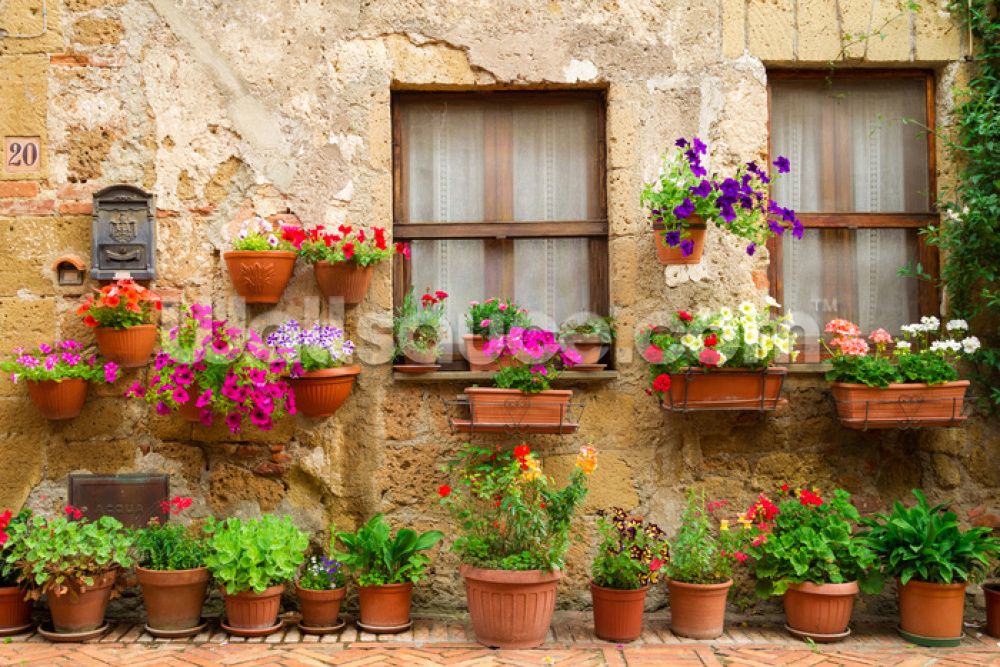 Stone Facade And Flowers, Italy Wall Mural - Spring In Tuscany Italy , HD Wallpaper & Backgrounds
