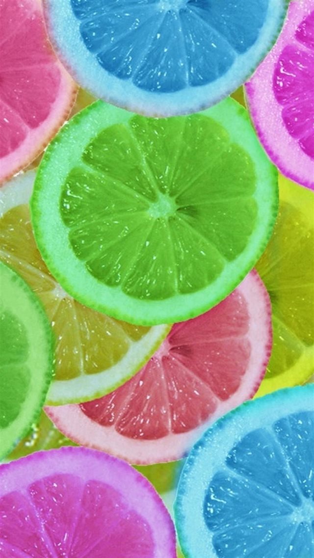 Abstract Colorful Lemon Slices Iphone 8 Wallpaper - Neon Lemons , HD Wallpaper & Backgrounds