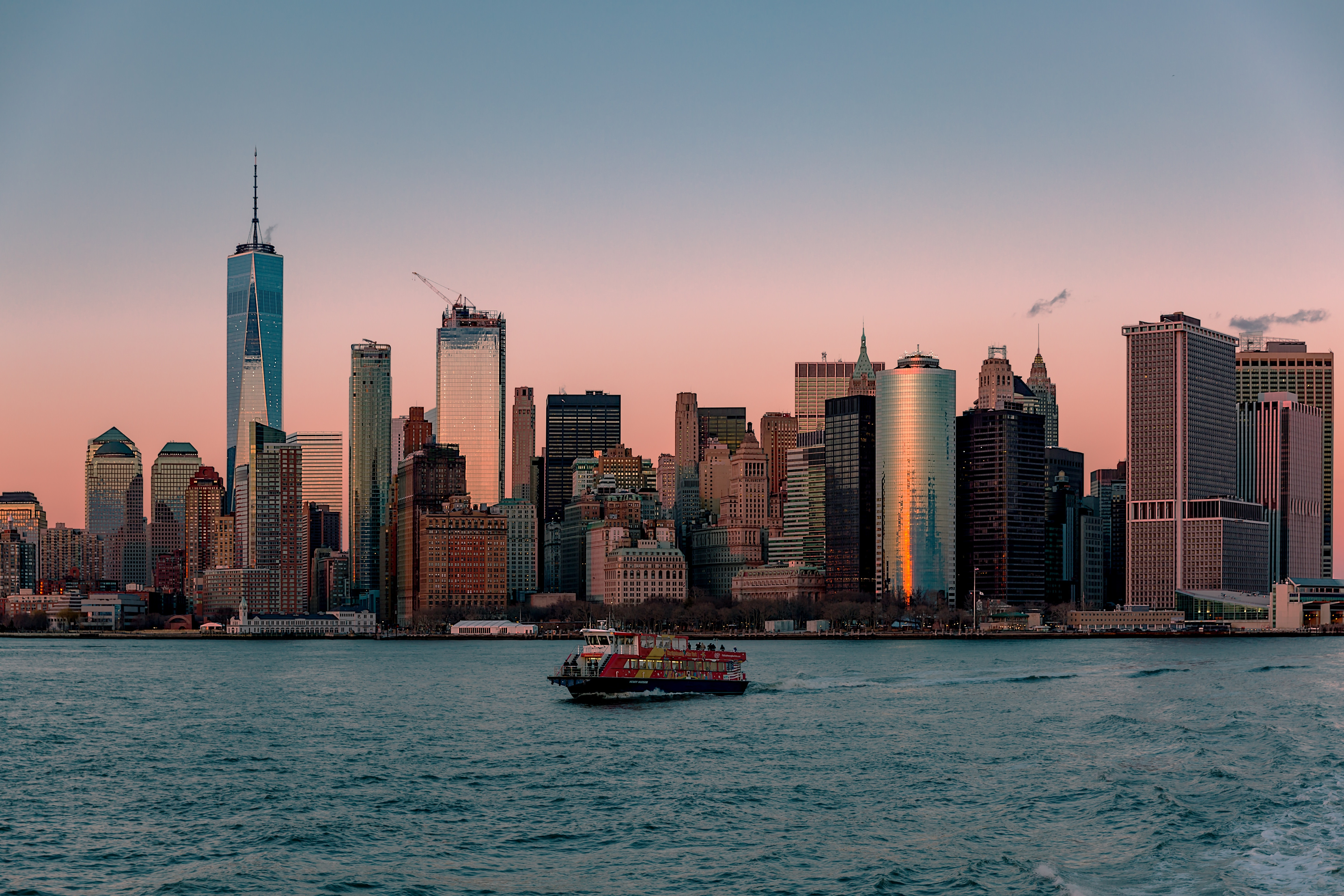 Lower Manhattan Sunset Wallpaper - Empire State Building , HD Wallpaper & Backgrounds