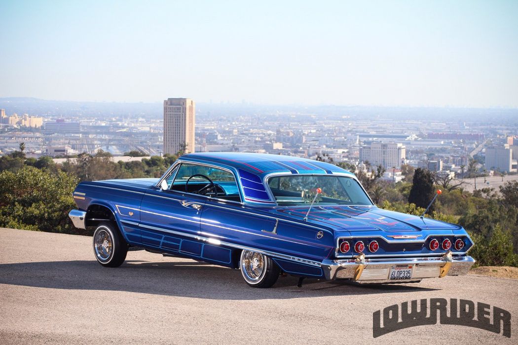 1963 Chevrolet Impala Custom Tuning Hot Rods Rod Gangsta - Blue 64 Impala Lowrider , HD Wallpaper & Backgrounds