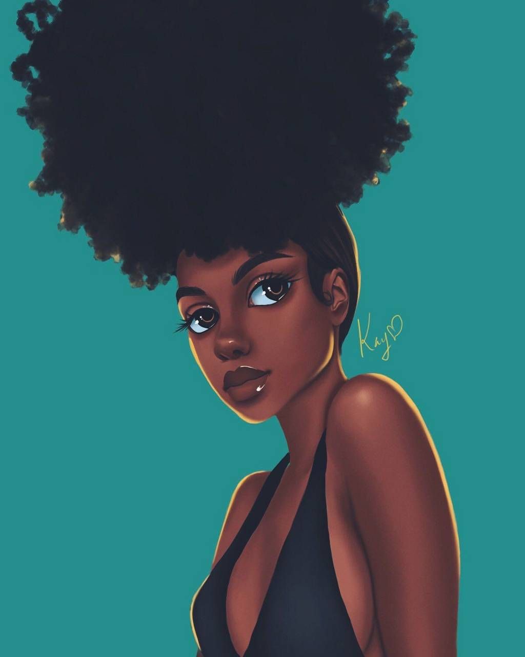Black Girl Fan Art Wallpaper 
 Data-src /full/1632930 - Natural Hair Black Girl Drawing , HD Wallpaper & Backgrounds