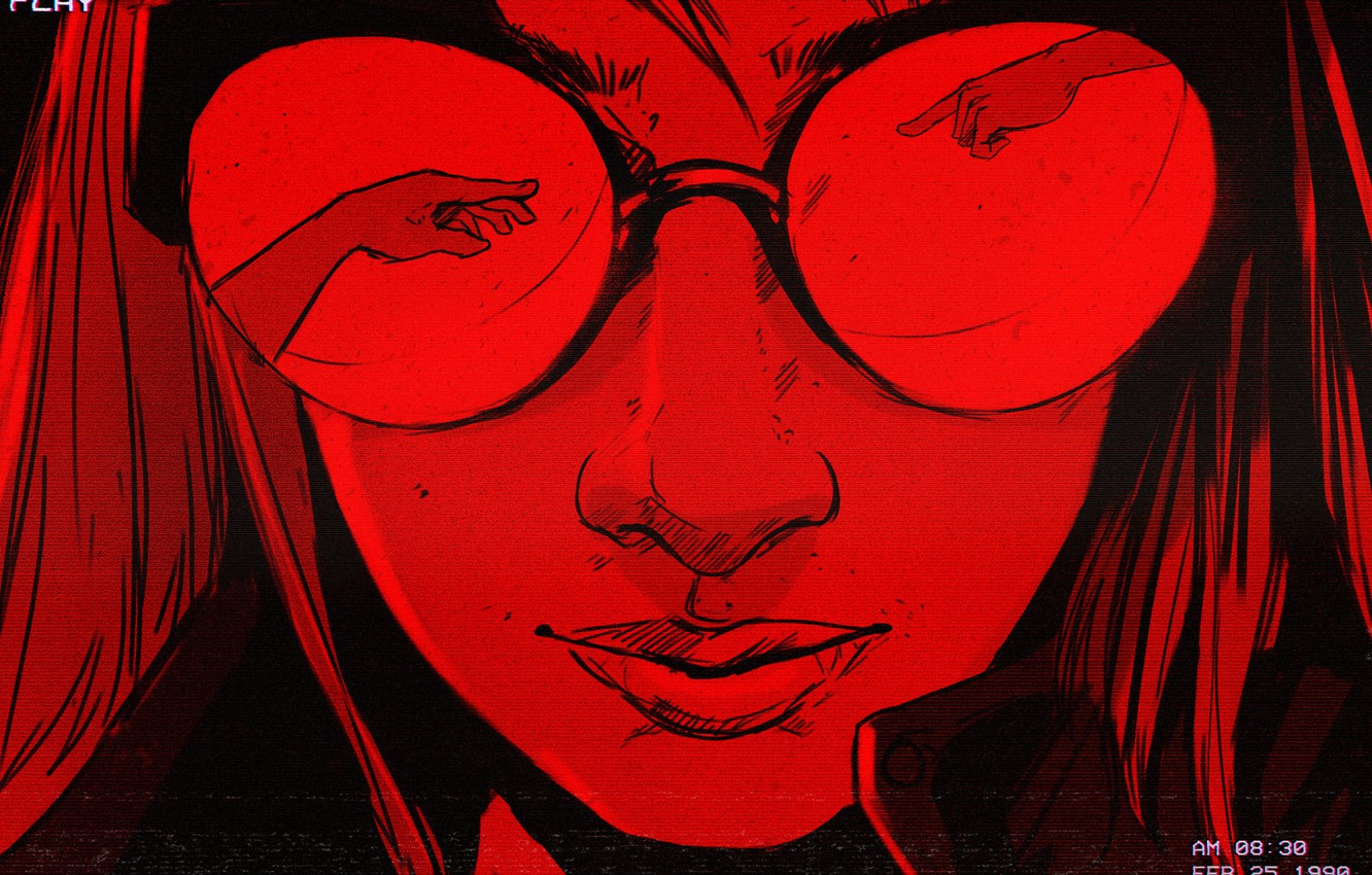 Photo Wallpaper Girl, Glasses, Lips, Style, Face, Girl, - Red Glasses Aesthetic , HD Wallpaper & Backgrounds