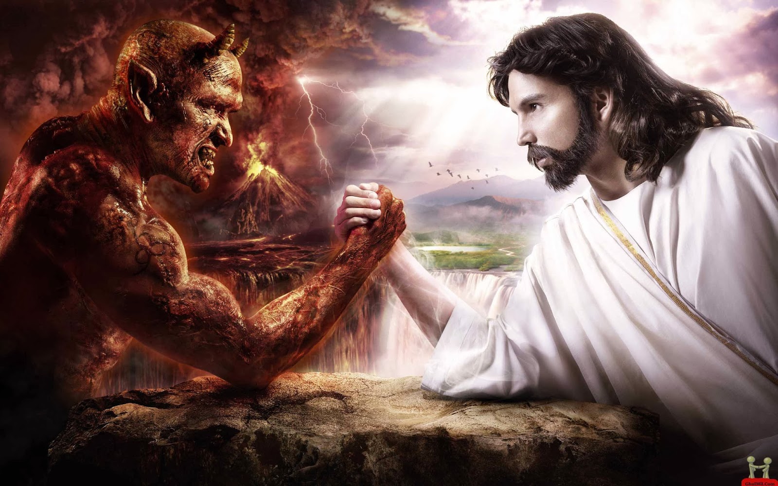 Jesus Vs Devil , HD Wallpaper & Backgrounds