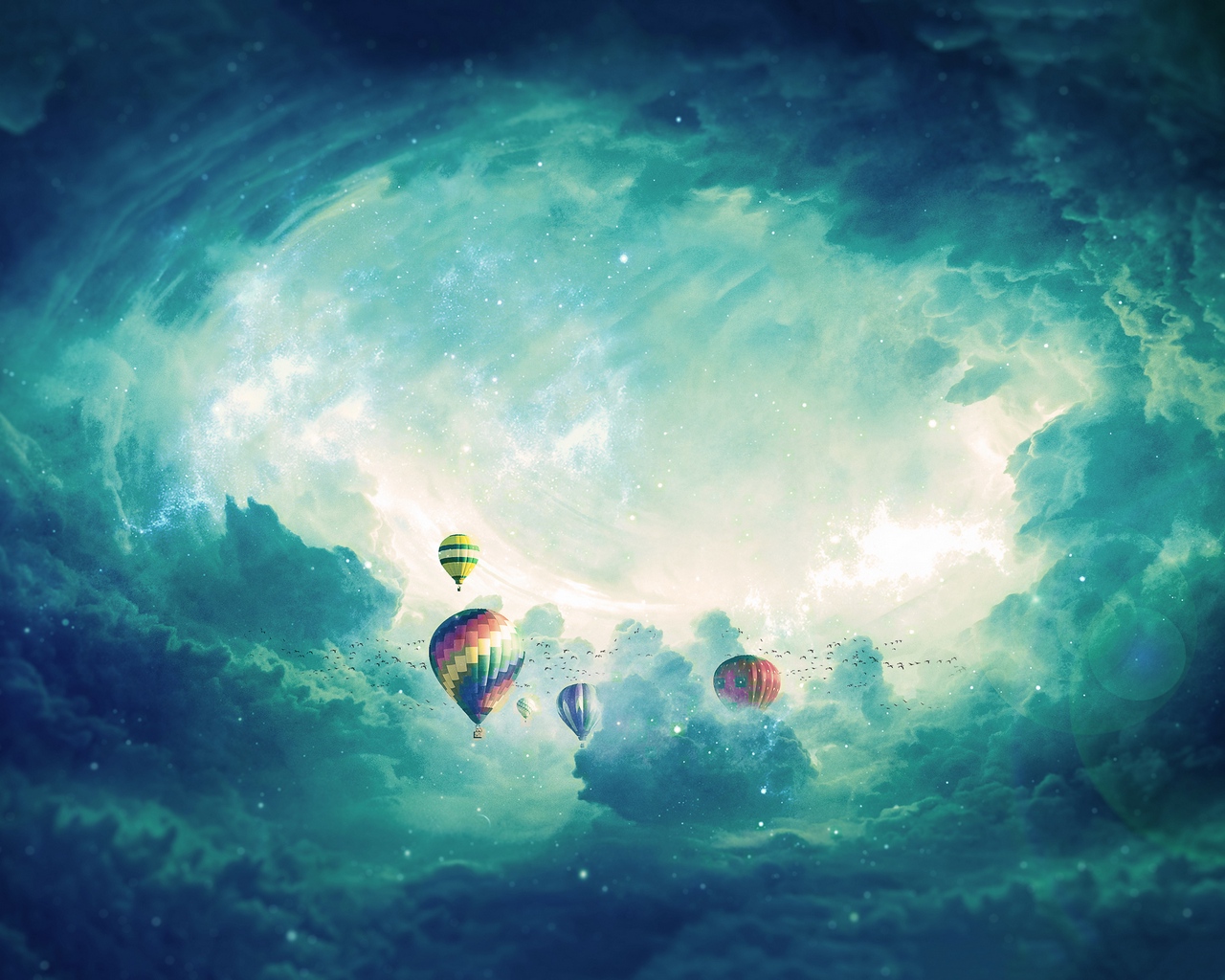 Wallpaper Air Balloons, Surrealism, Clouds, Art - Artwork Background Air Balloon , HD Wallpaper & Backgrounds