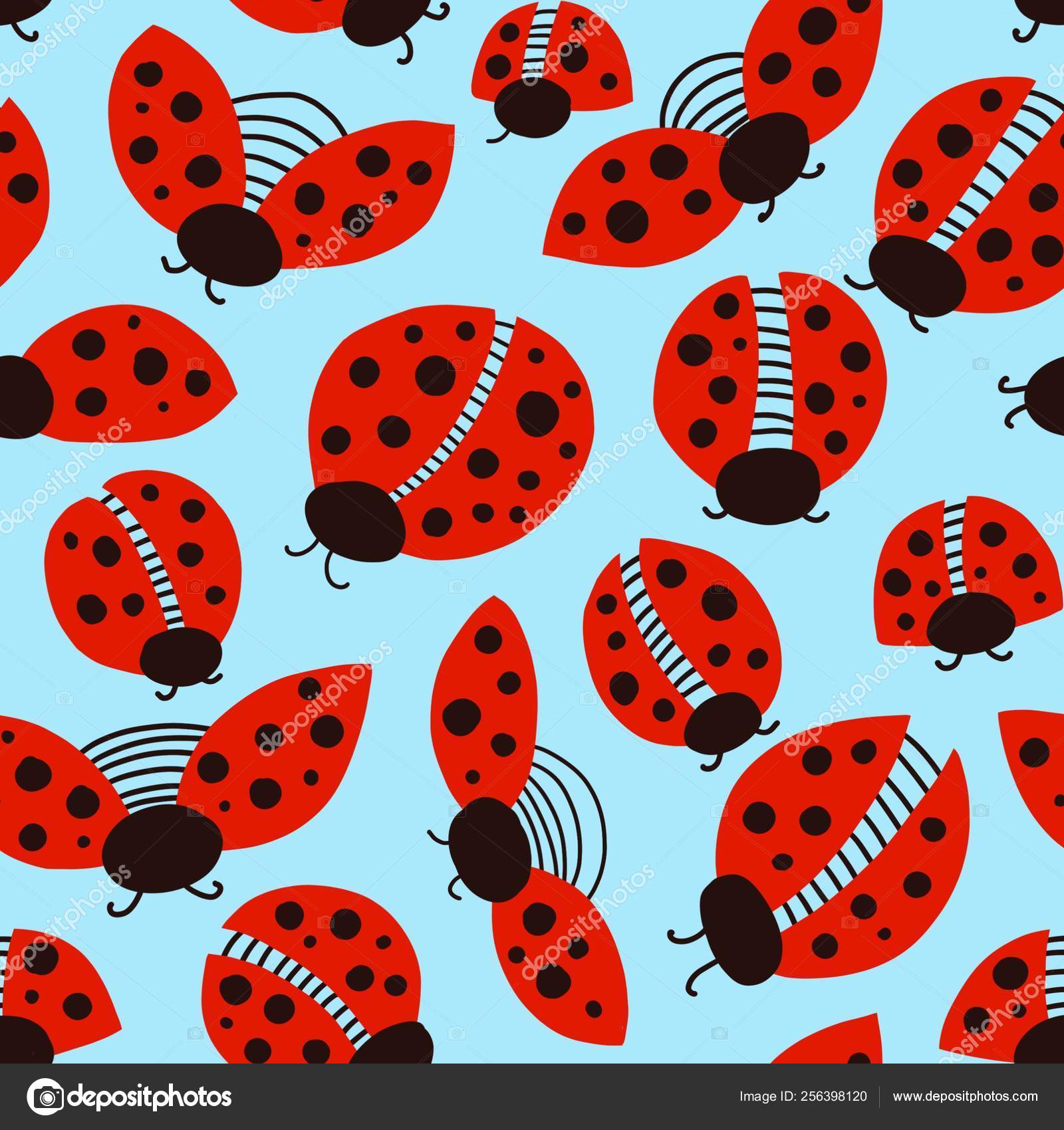 Ladybug Seamless Pattern Design Template - Illustration , HD Wallpaper & Backgrounds