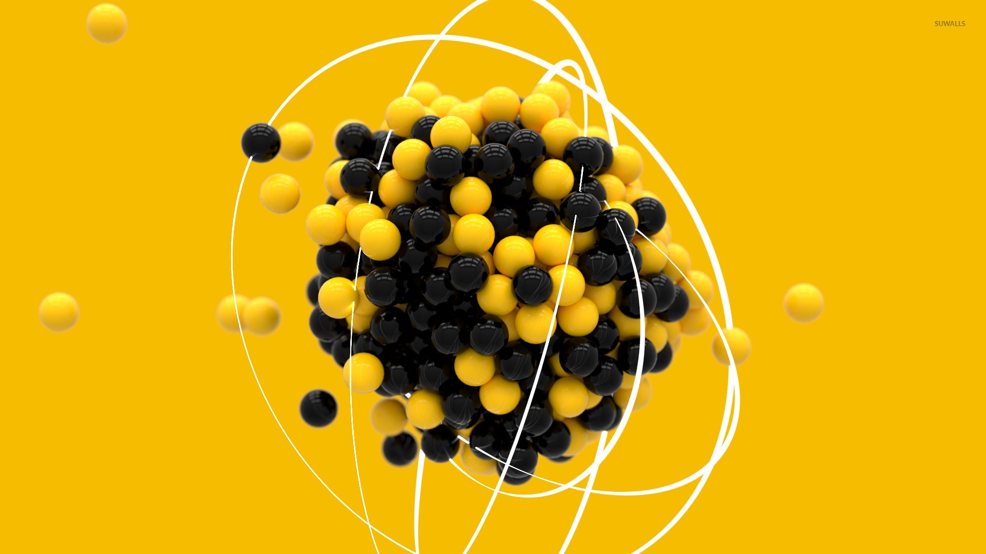 Black And Yellow Spheres Wallpaper - Black & Yellow Wallpeper 3d , HD Wallpaper & Backgrounds