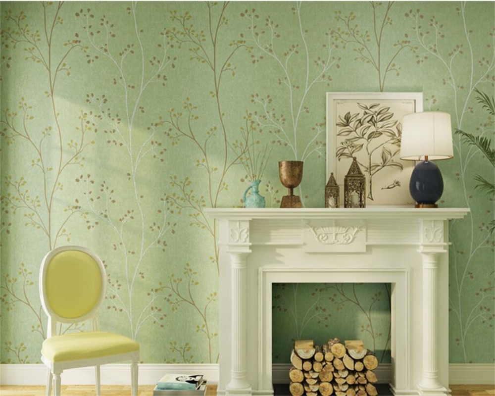 Beibehang Tapety Retro Verde Oscuro - Yellow Green Wallpaper Home , HD Wallpaper & Backgrounds