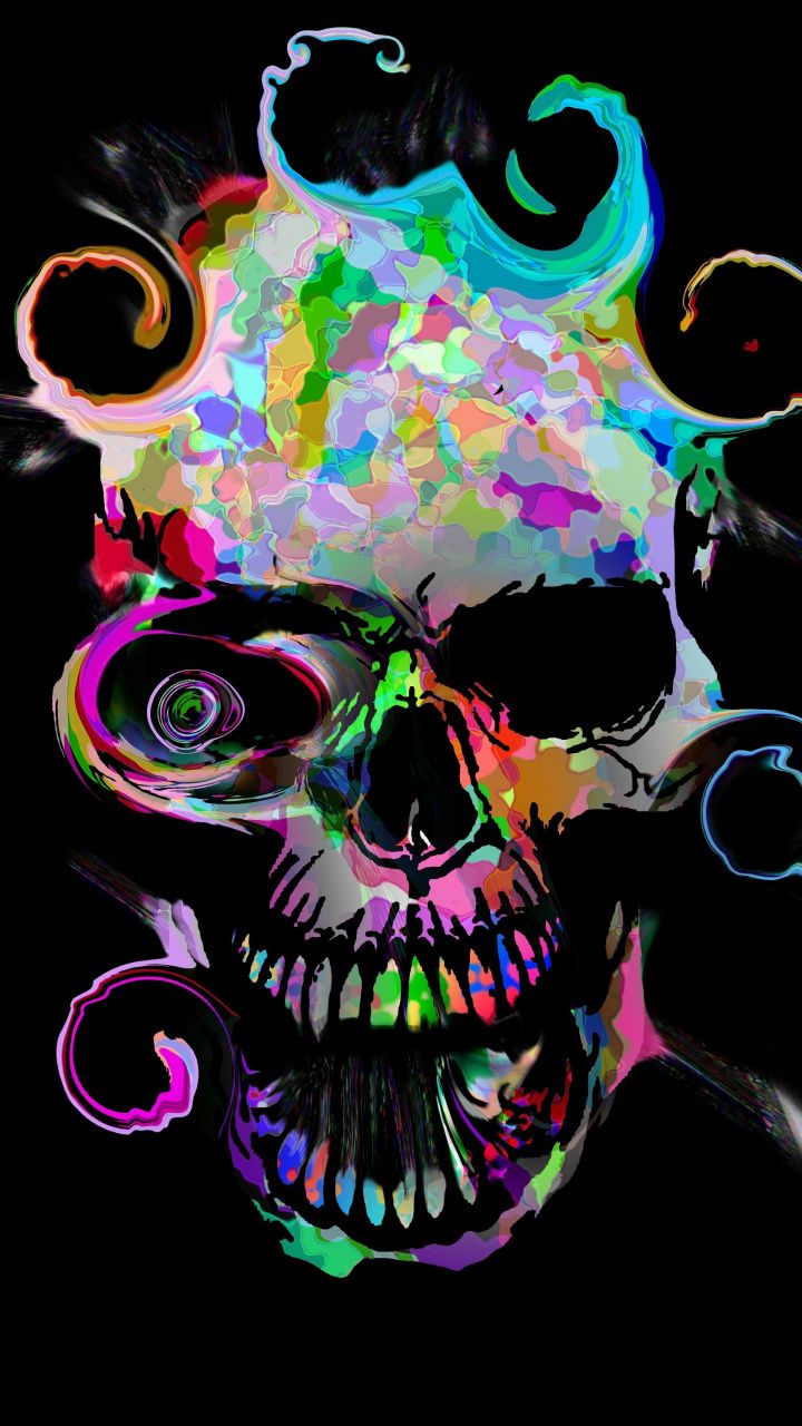 Artistic, Colorful, Skull, Dark, Wallpaper - 4k Skull , HD Wallpaper & Backgrounds