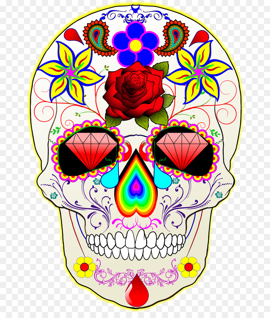 Calavera, Skull, Day Of The Dead, Flower, Art Png - Sugar Skull Transparent Background , HD Wallpaper & Backgrounds