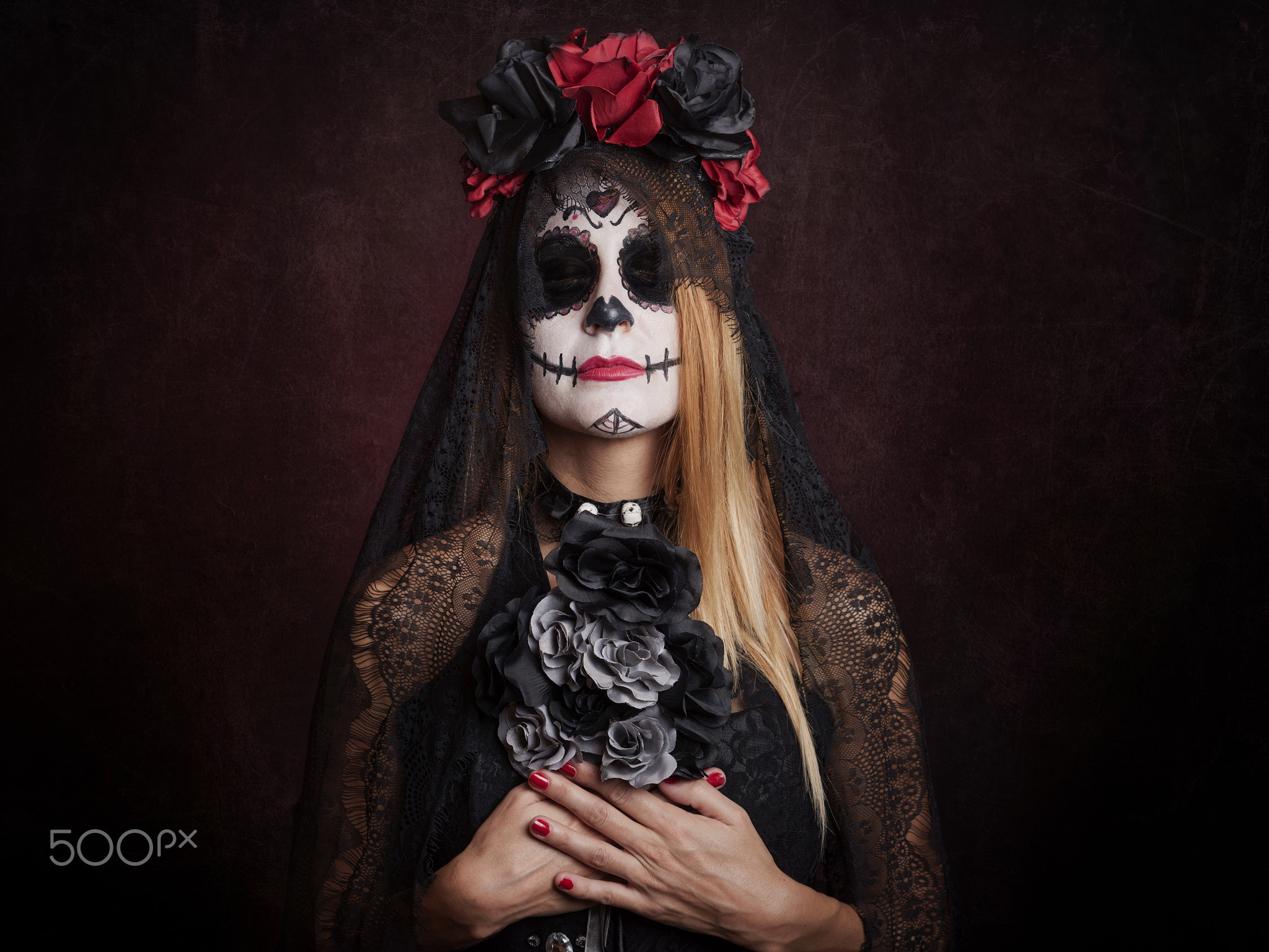 People Women Skull Blonde Dia De Los Muertos - Halloween Costume , HD Wallpaper & Backgrounds