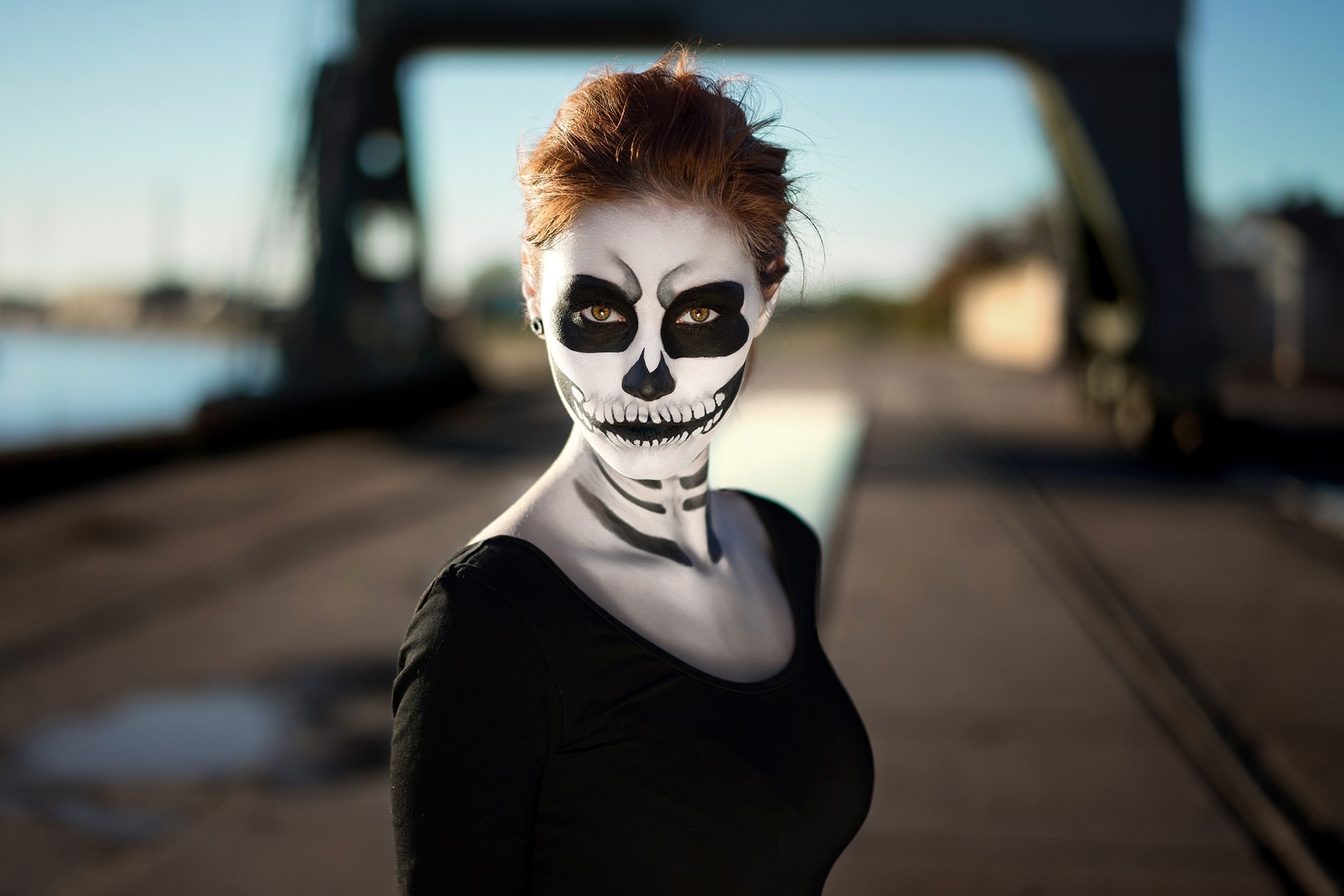 #brunette, #portrait, #women, #sugar Skull, #makeup, - Halloween Of Girl , HD Wallpaper & Backgrounds